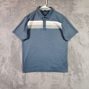 Travis Mathew Polo Shirt Adult XL Blue Gray White Performance Golf Golfer Men